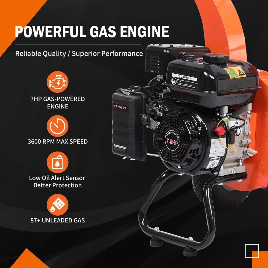 EFCUT C30 LITE Wood Chipper 3" Horizontal 7HP 212cc 4-stroke Gas-Powered 15:1 Reduction Ratio New