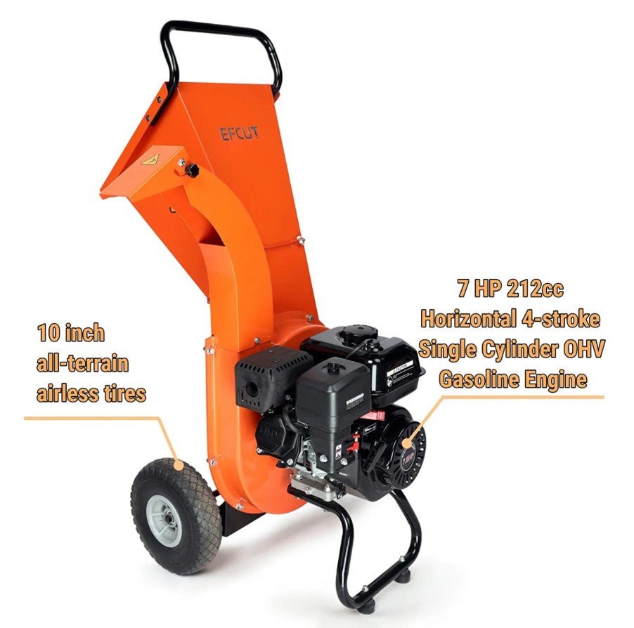 EFCUT C30 Wood Chipper 3" Horizontal 7 HP 212cc 4-stroke Gas-Powered 20:1 Reduction Ratio New